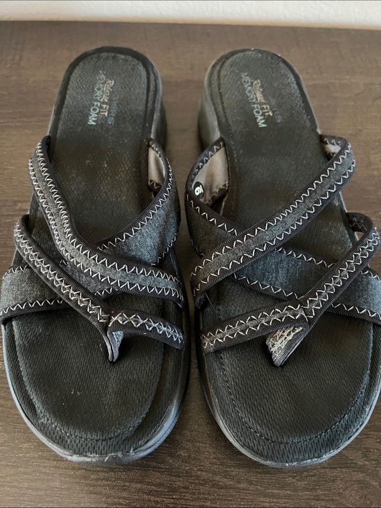 Skechers Shoes - Skechers Black Women's Crisscross Slide Sandals